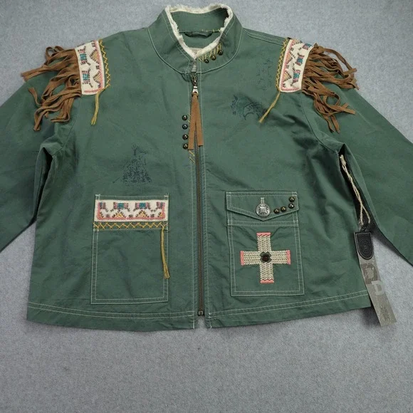 Double D Ranch Jacket Womens Large Green Captured Scout Western Embroidered - Picture 3 of 16
